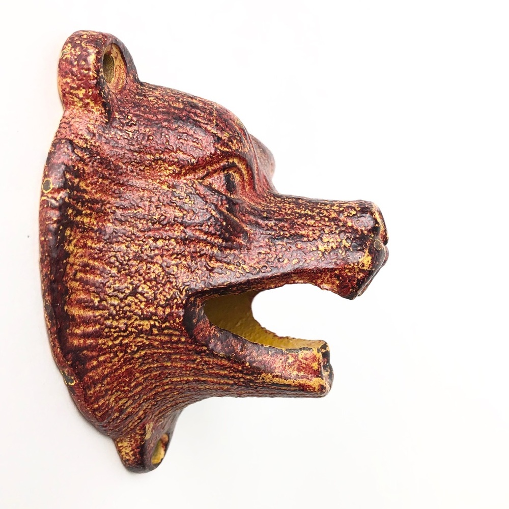 Cast Iron mounted trophy bear necklace wall holder